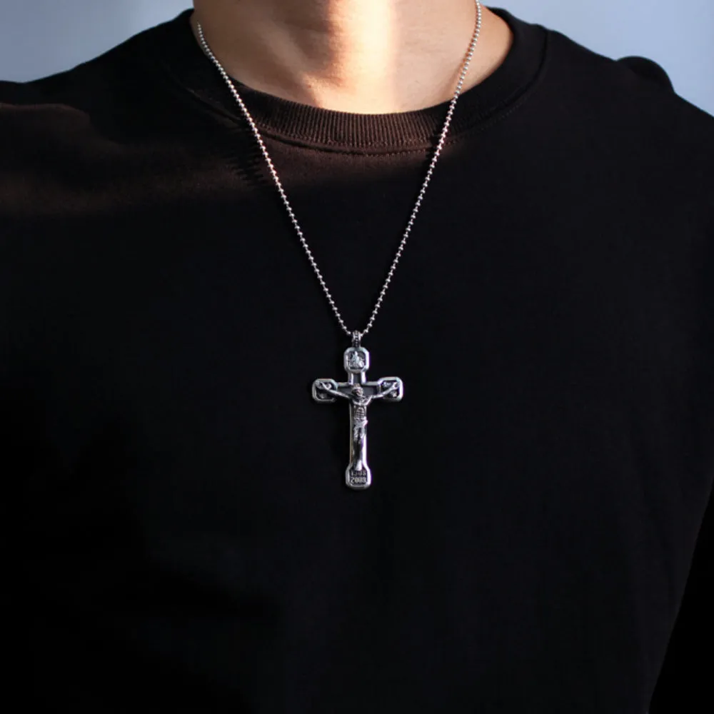 Men's Real Solid 925 Sterling Silver Pendants Jewelry Jesus Cross