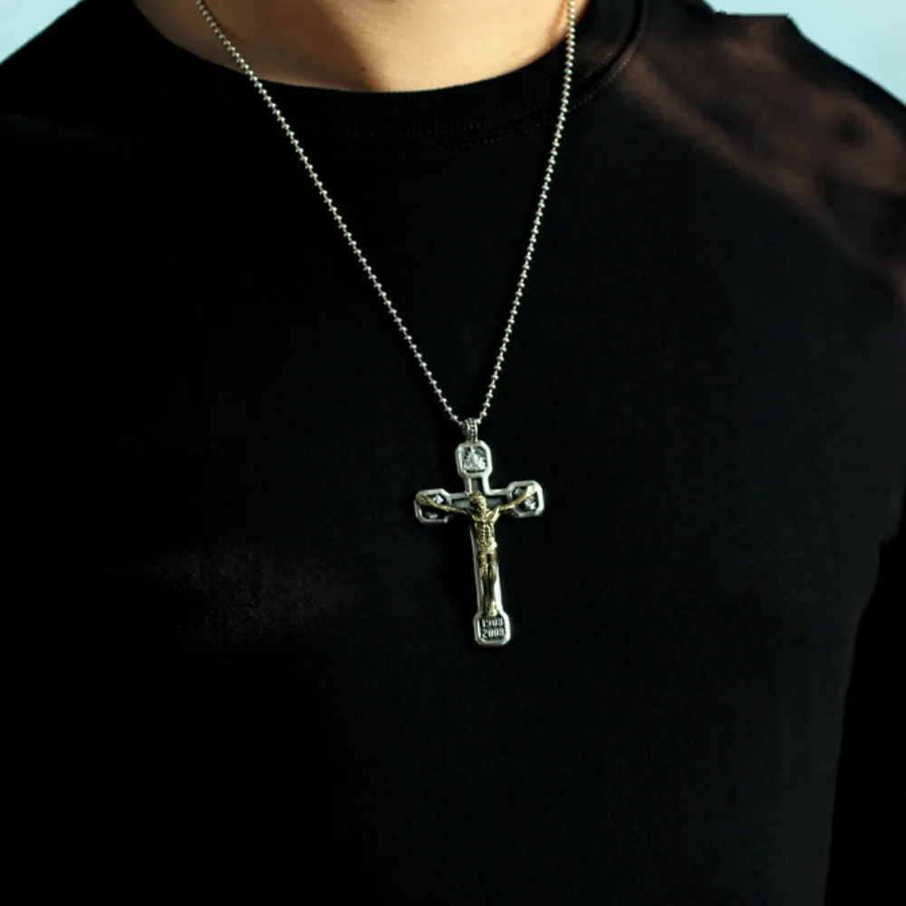 Men's Real Solid 925 Sterling Silver Pendants Jewelry Jesus Cross