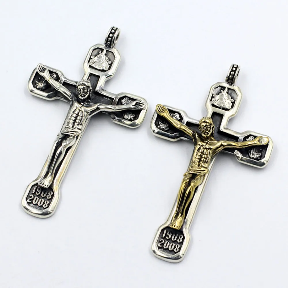 Men's Real Solid 925 Sterling Silver Pendants Jewelry Jesus Cross