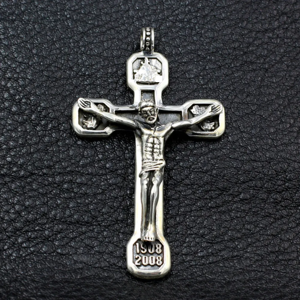 Men's Real Solid 925 Sterling Silver Pendants Jewelry Jesus Cross