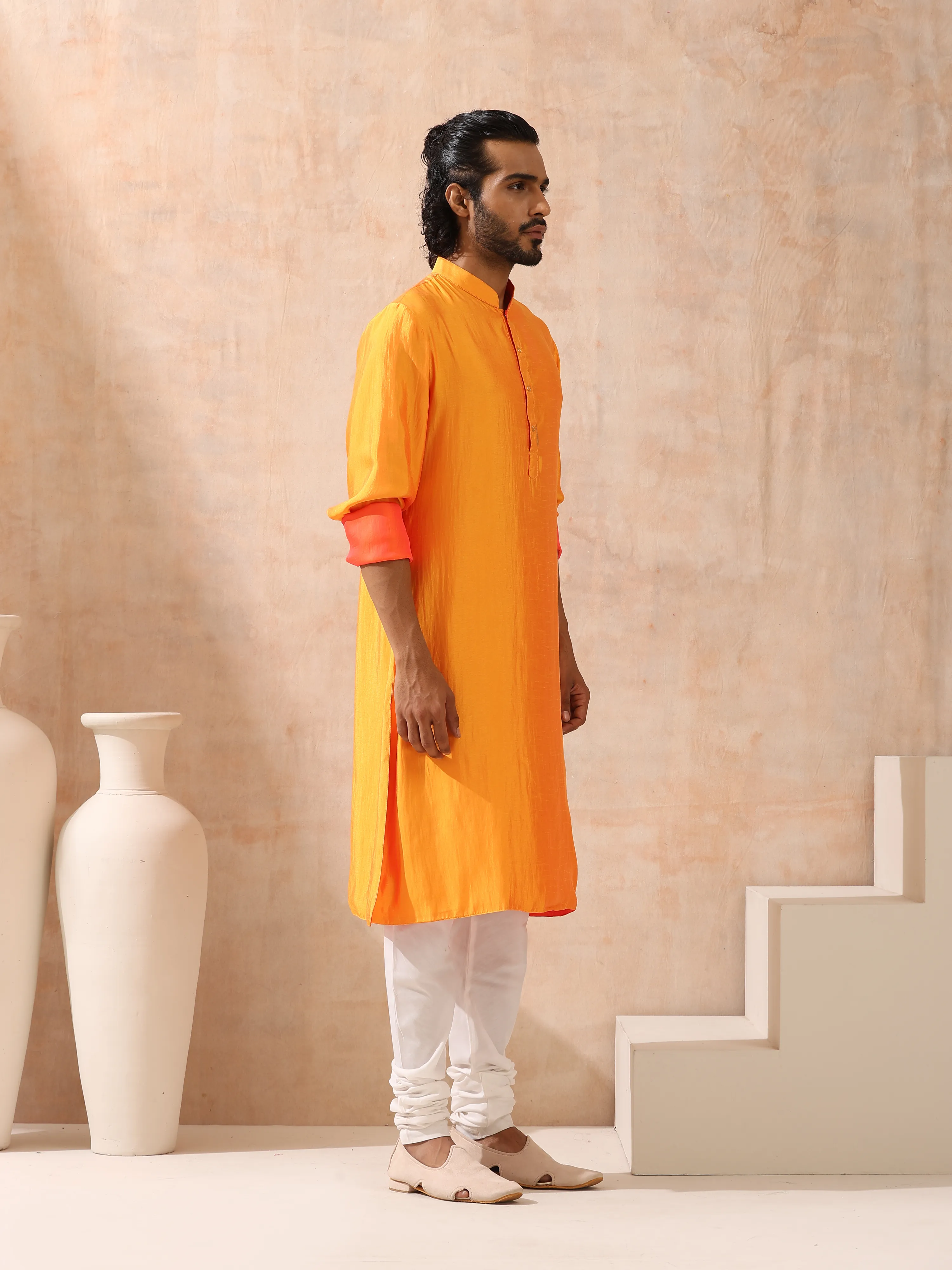 Mens Reversible Pink and Orange Kurta