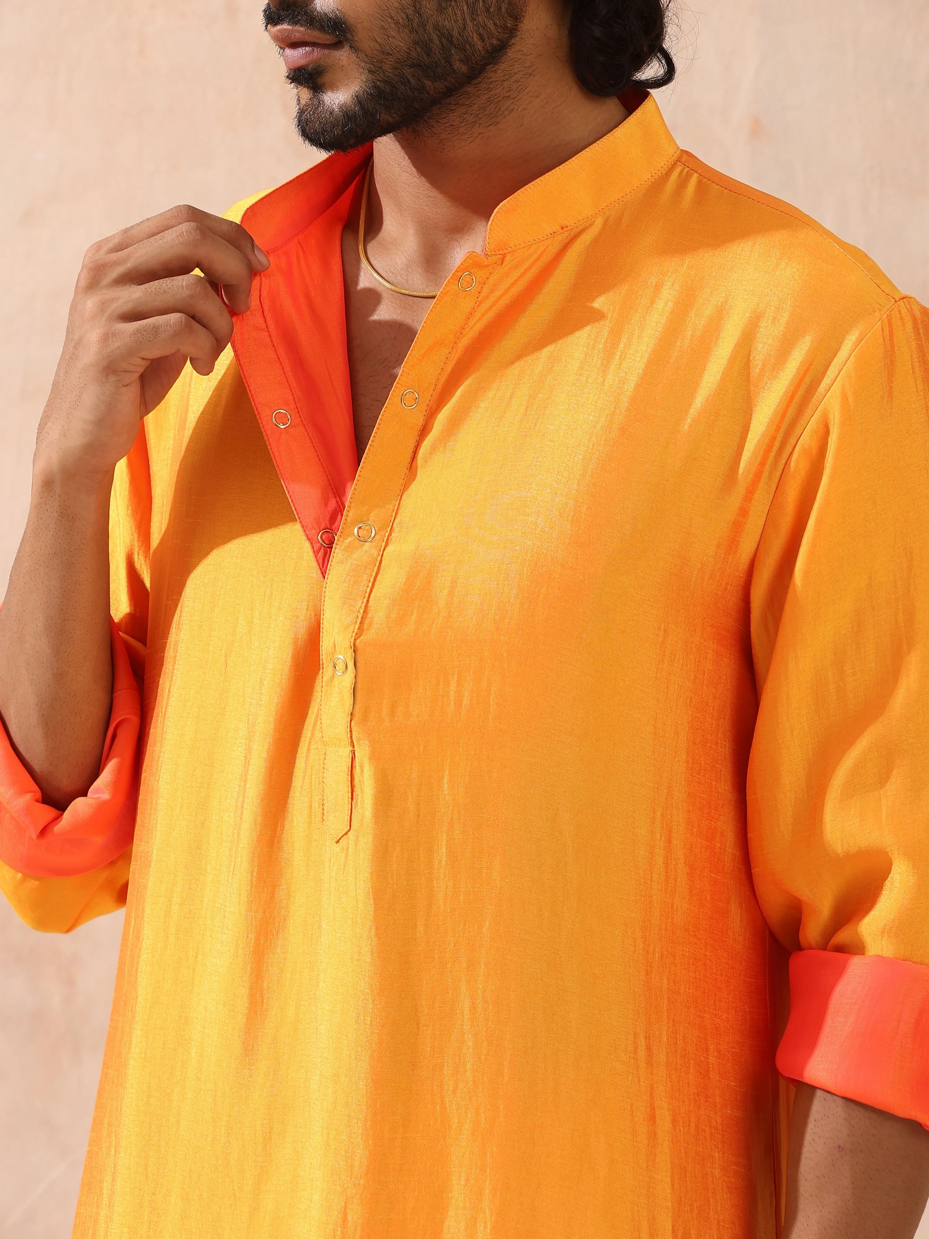 Mens Reversible Pink and Orange Kurta
