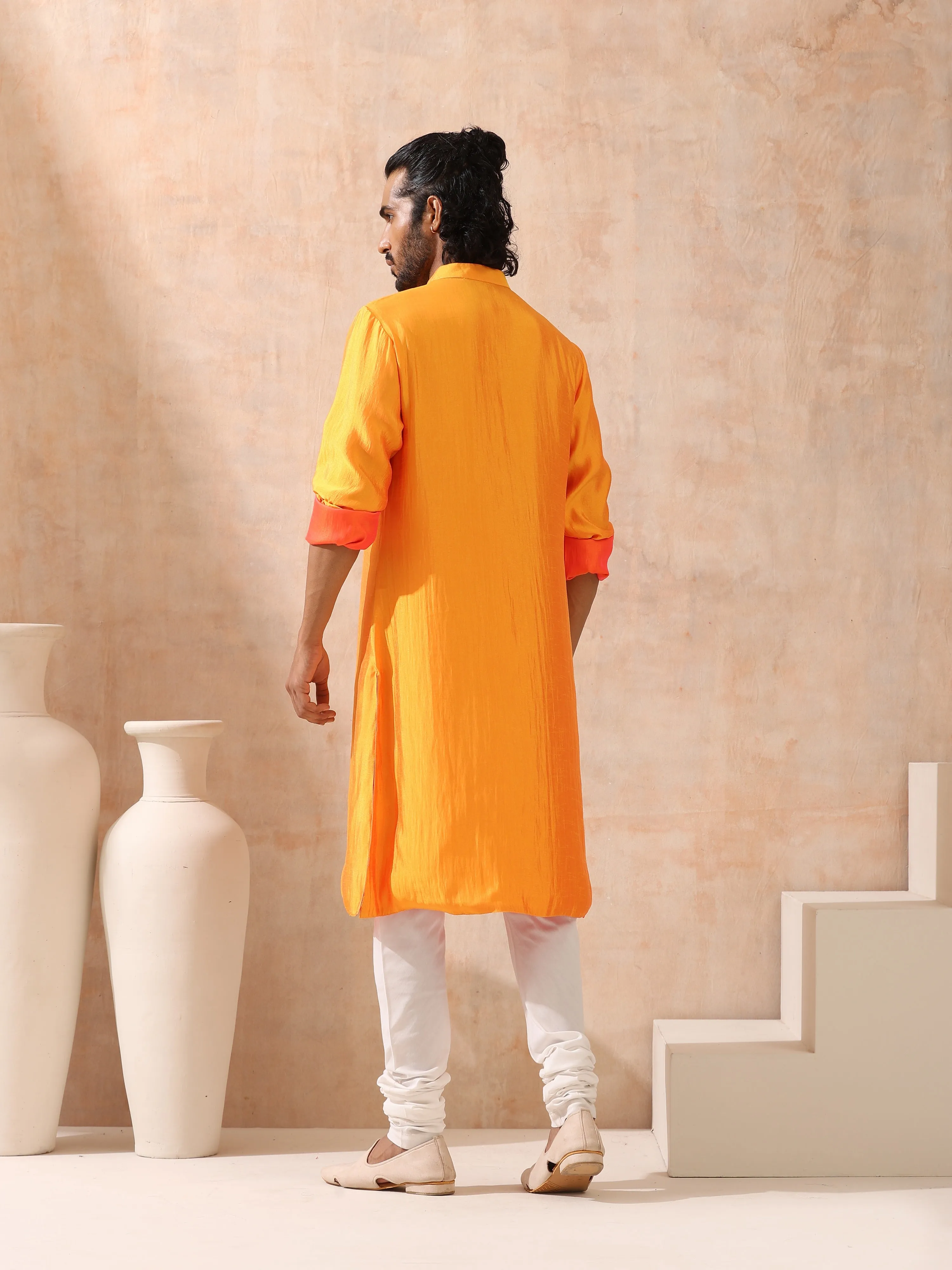 Mens Reversible Pink and Orange Kurta