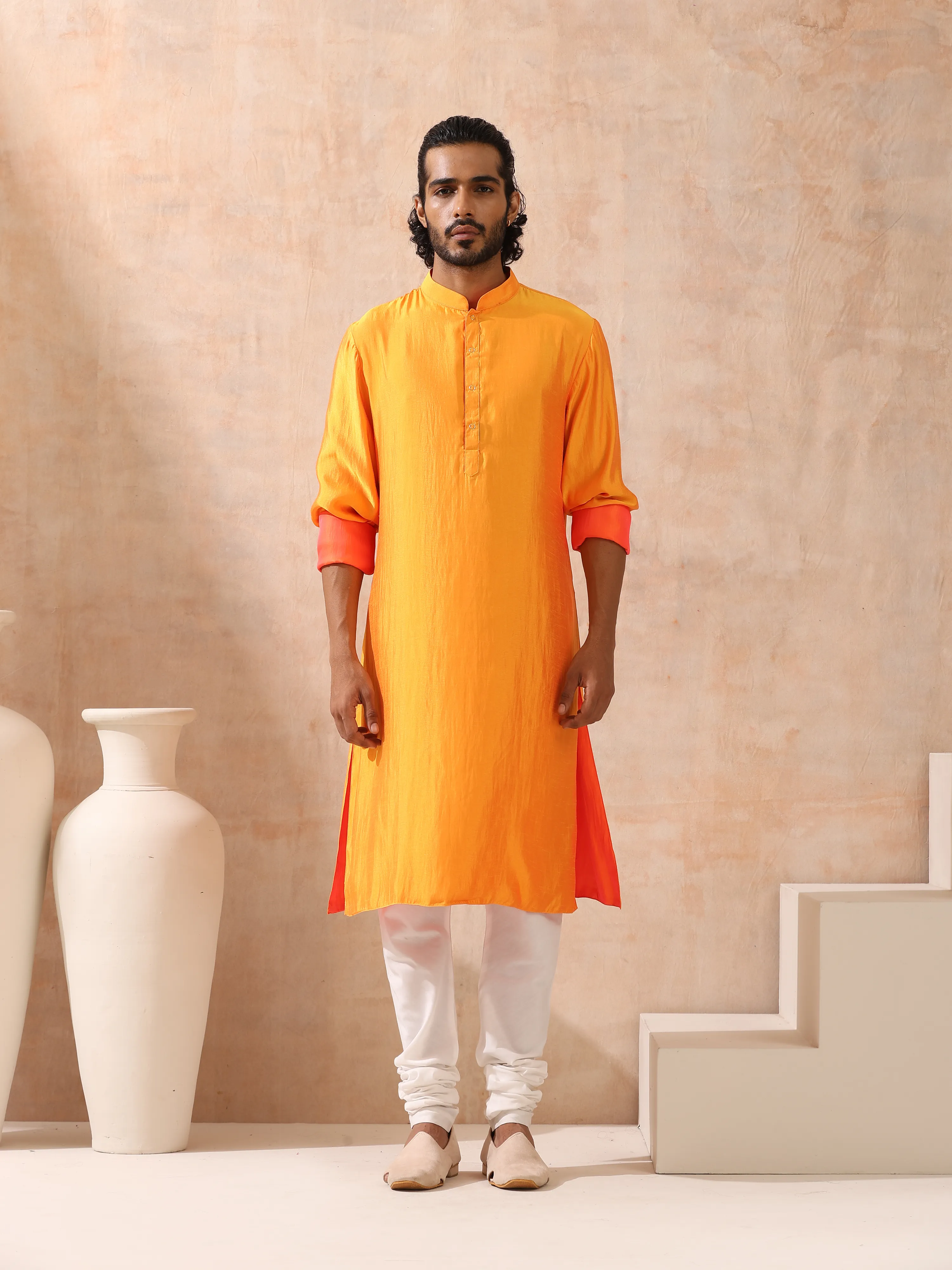 Mens Reversible Pink and Orange Kurta