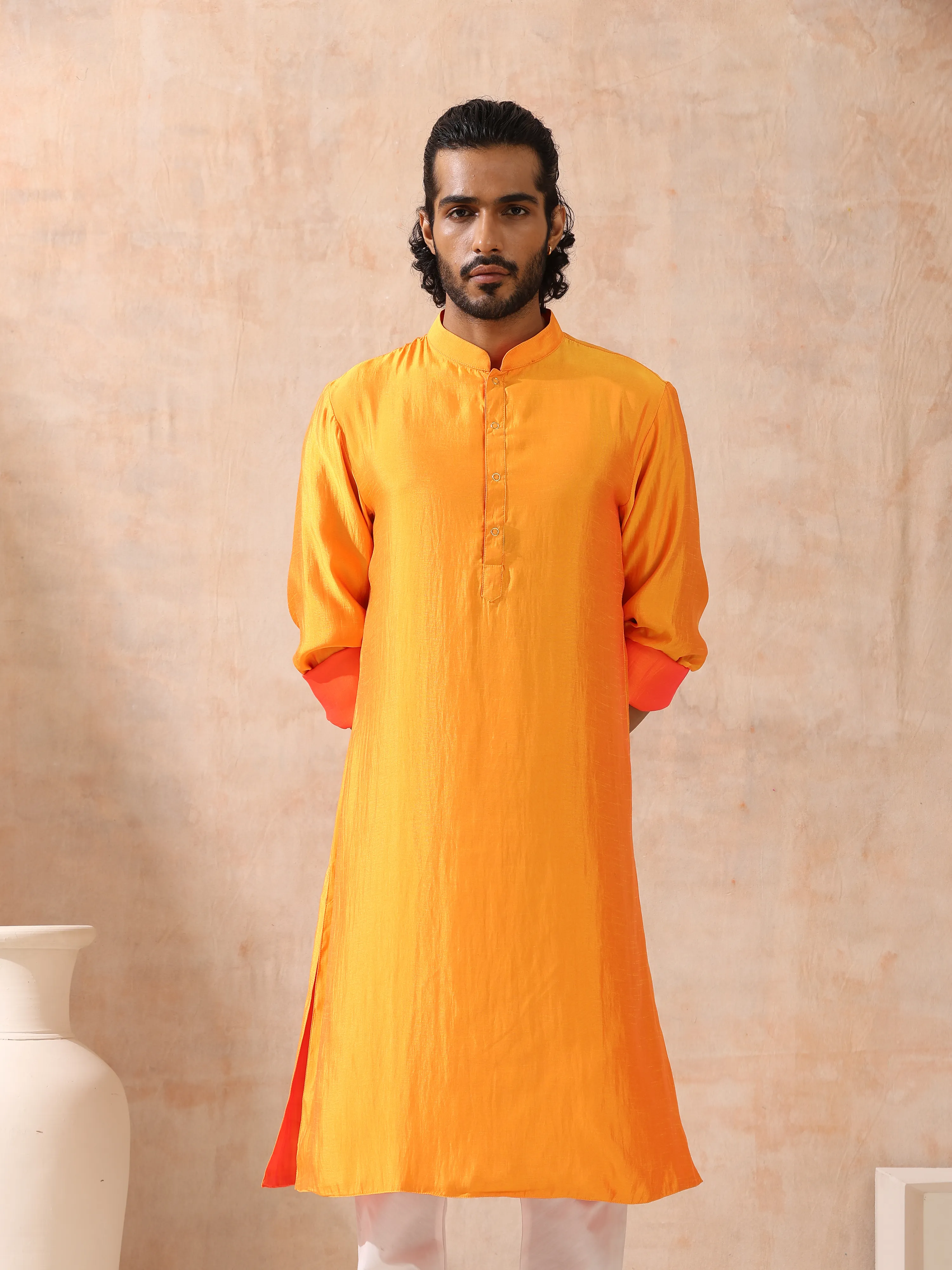 Mens Reversible Pink and Orange Kurta