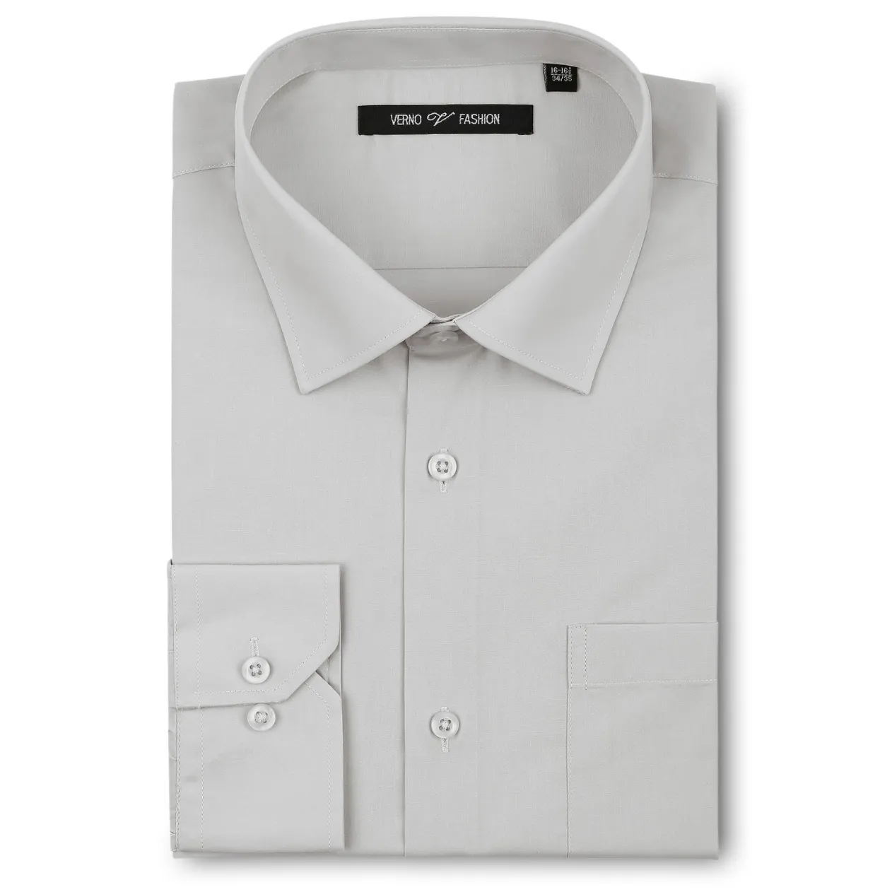 Men's Silver Dress Shirt Classic Fit Verno Fashion