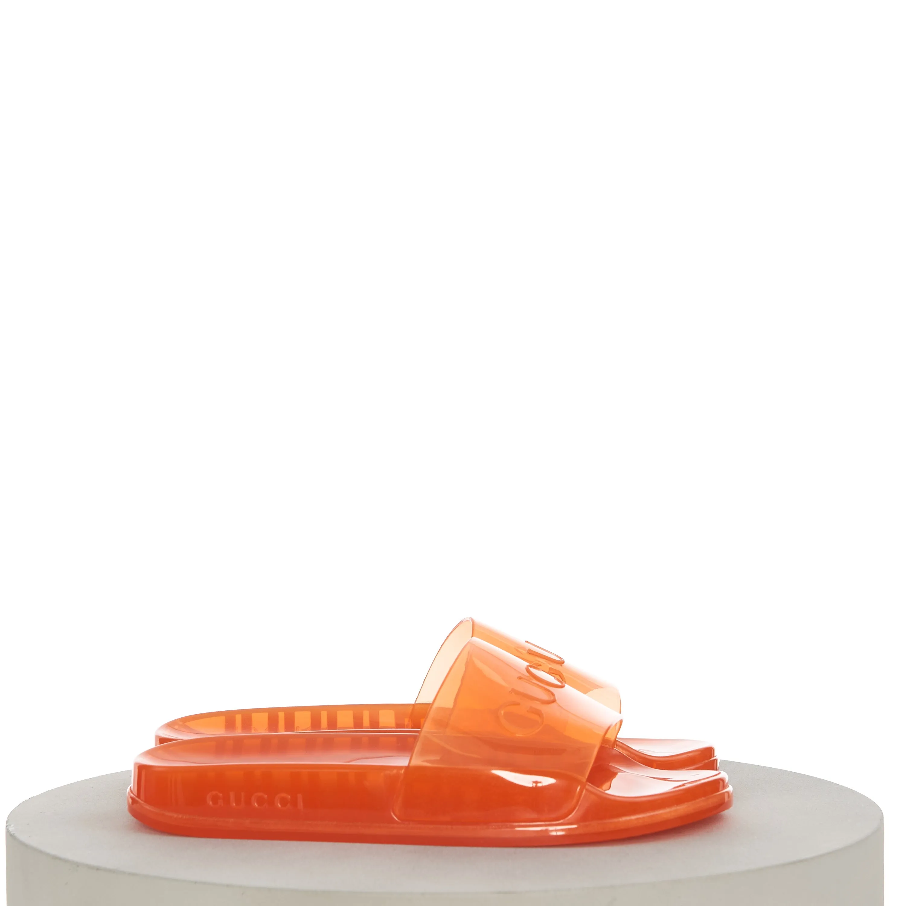 Men's Slide Sandals with Gucci Logo In Transparent Orange Rubber