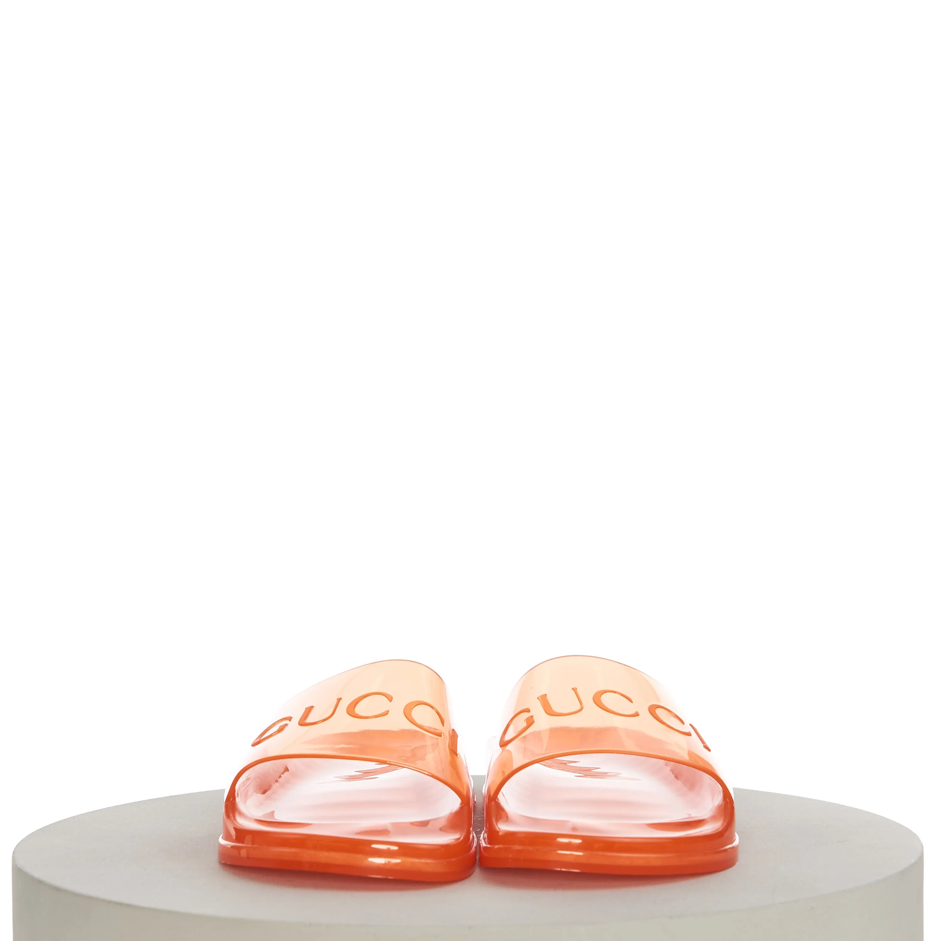 Men's Slide Sandals with Gucci Logo In Transparent Orange Rubber