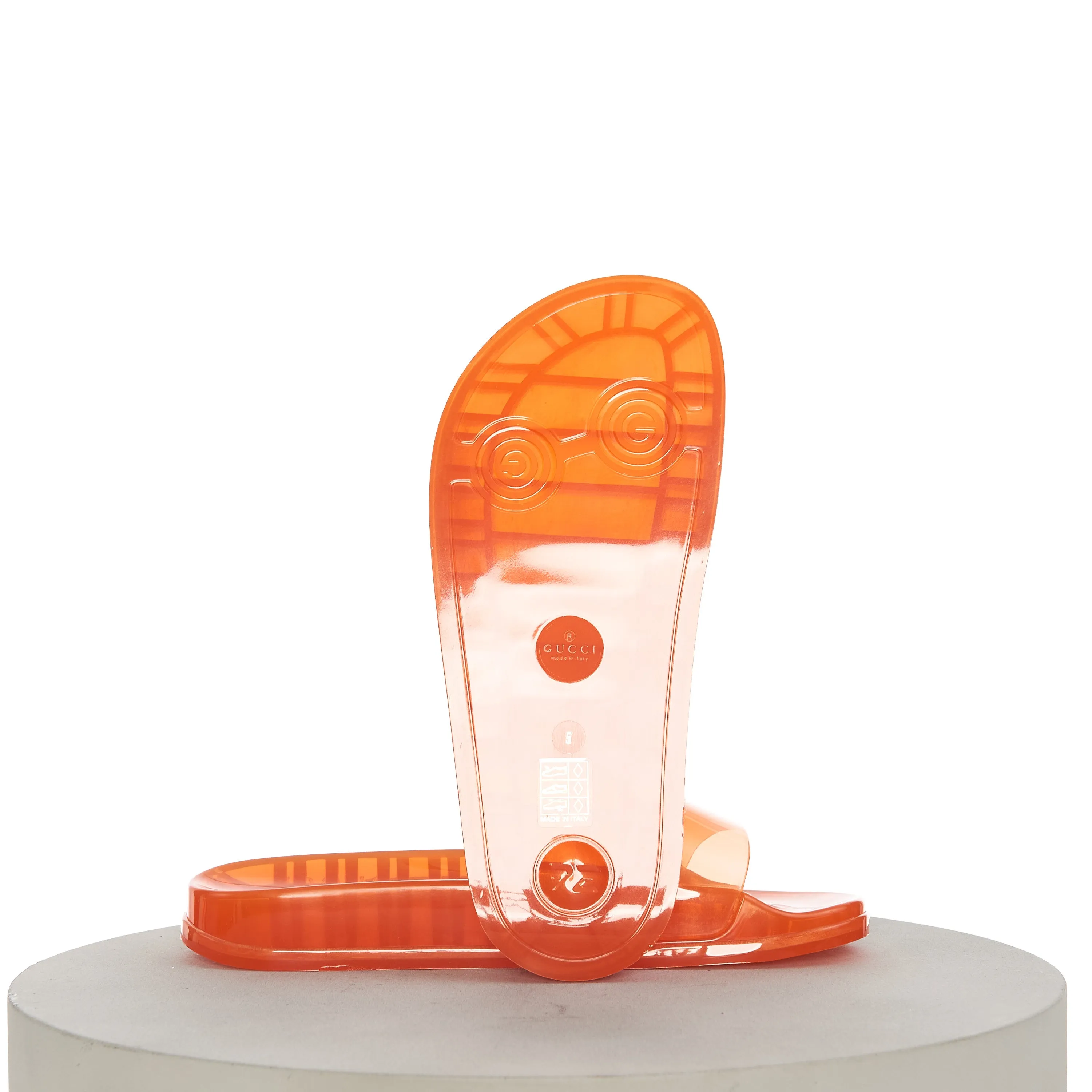 Men's Slide Sandals with Gucci Logo In Transparent Orange Rubber