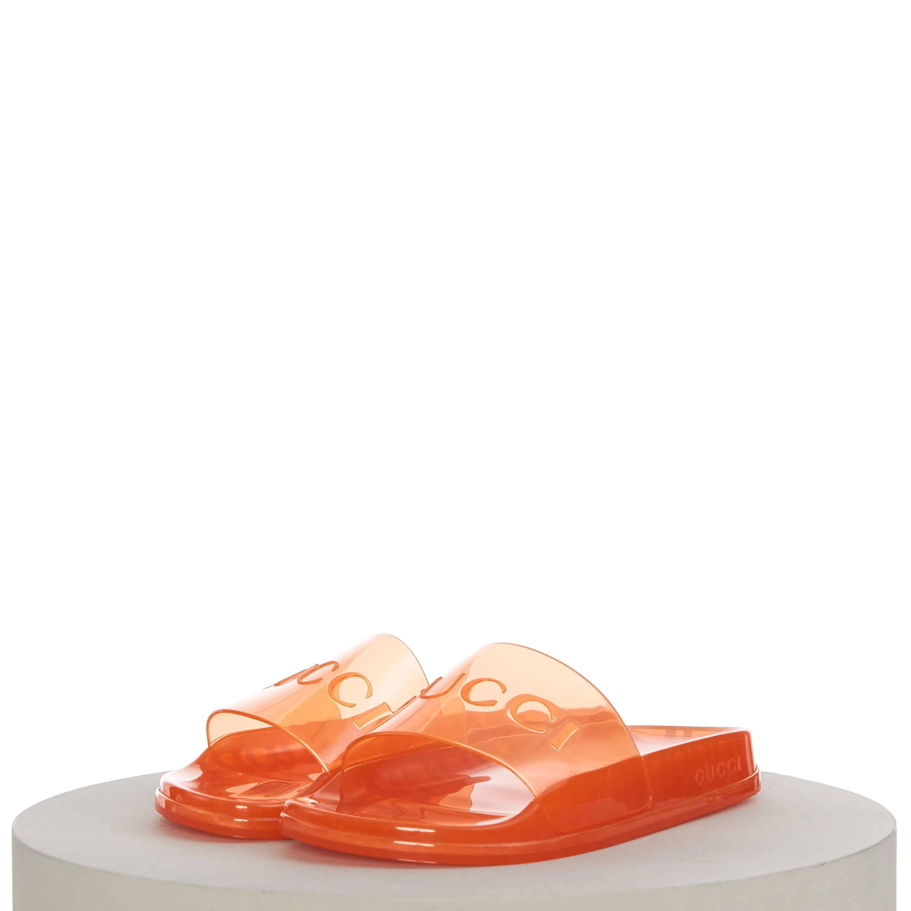 Men's Slide Sandals with Gucci Logo In Transparent Orange Rubber