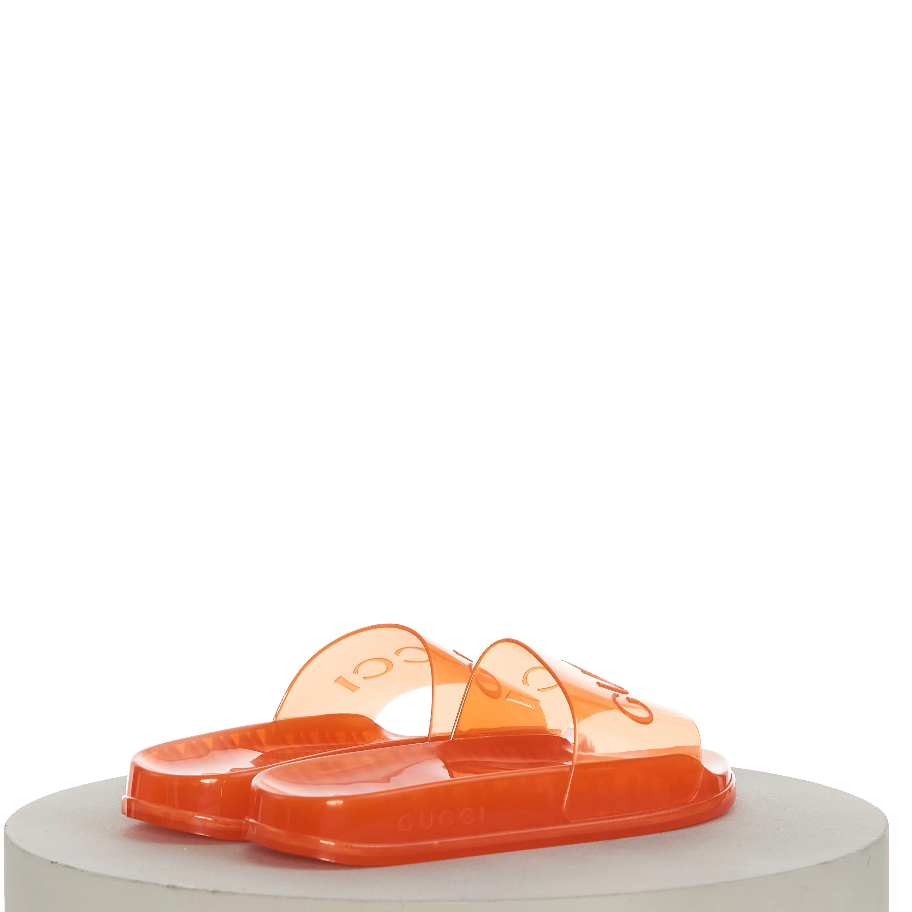 Men's Slide Sandals with Gucci Logo In Transparent Orange Rubber