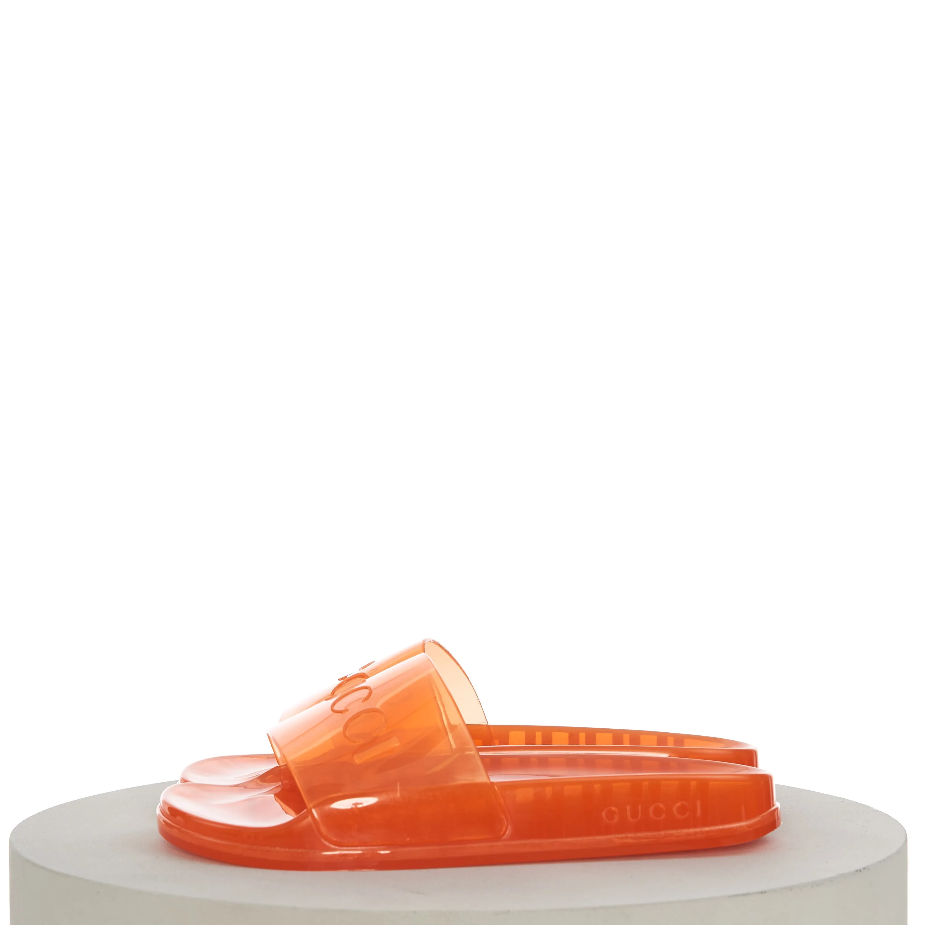 Men's Slide Sandals with Gucci Logo In Transparent Orange Rubber
