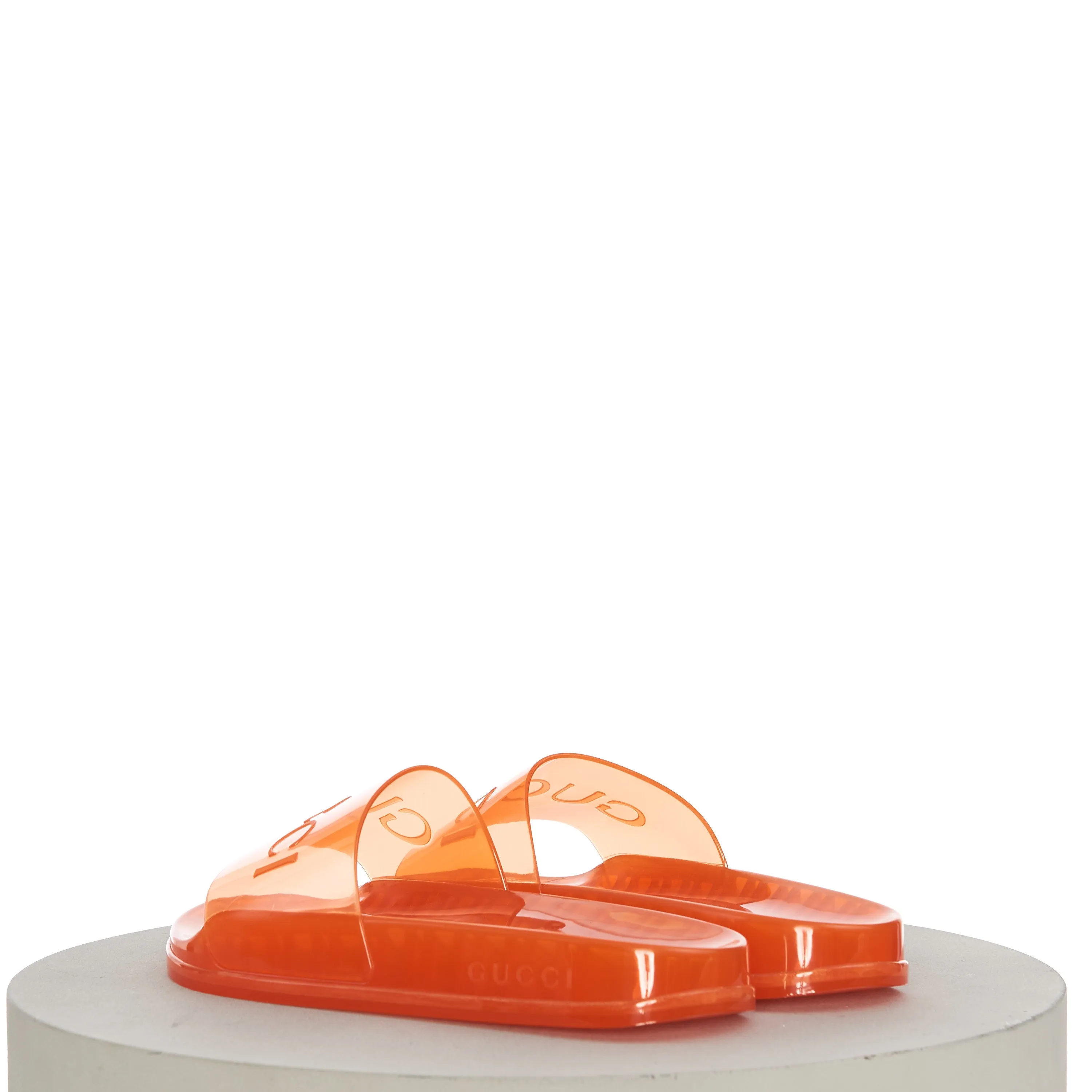 Men's Slide Sandals with Gucci Logo In Transparent Orange Rubber