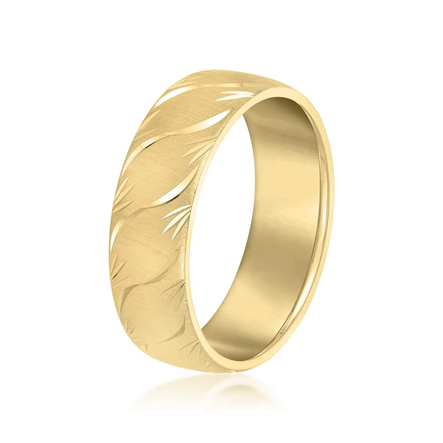 Men's Slightly Wave Engraved Band