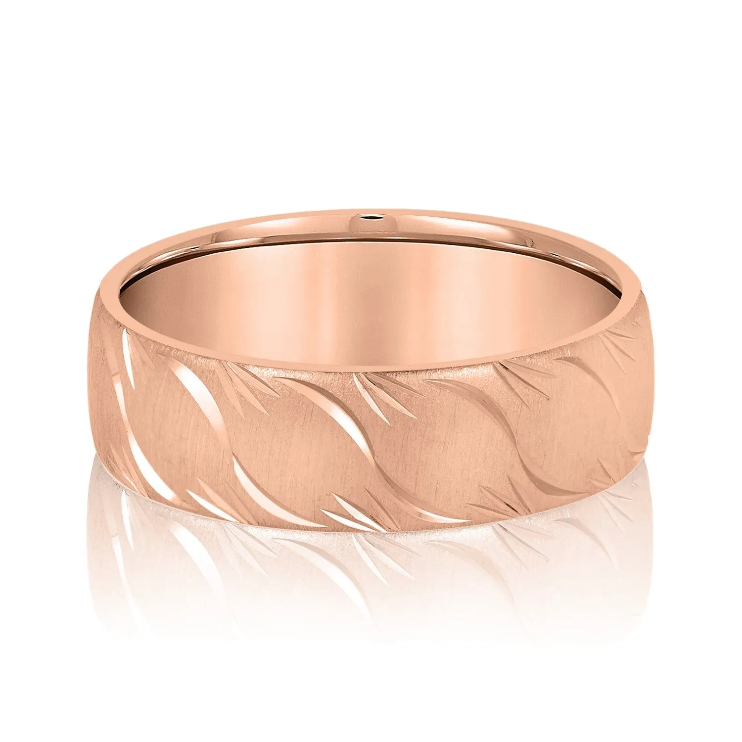 Men's Slightly Wave Engraved Band