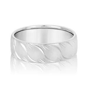 Men's Slightly Wave Engraved Band