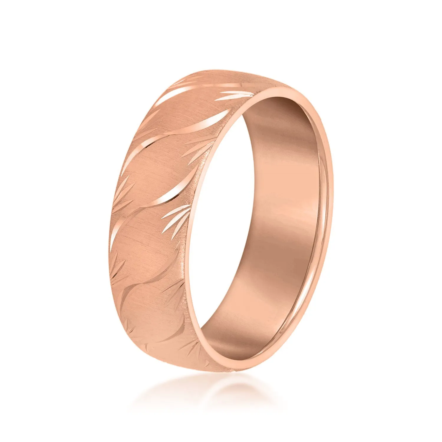 Men's Slightly Wave Engraved Band