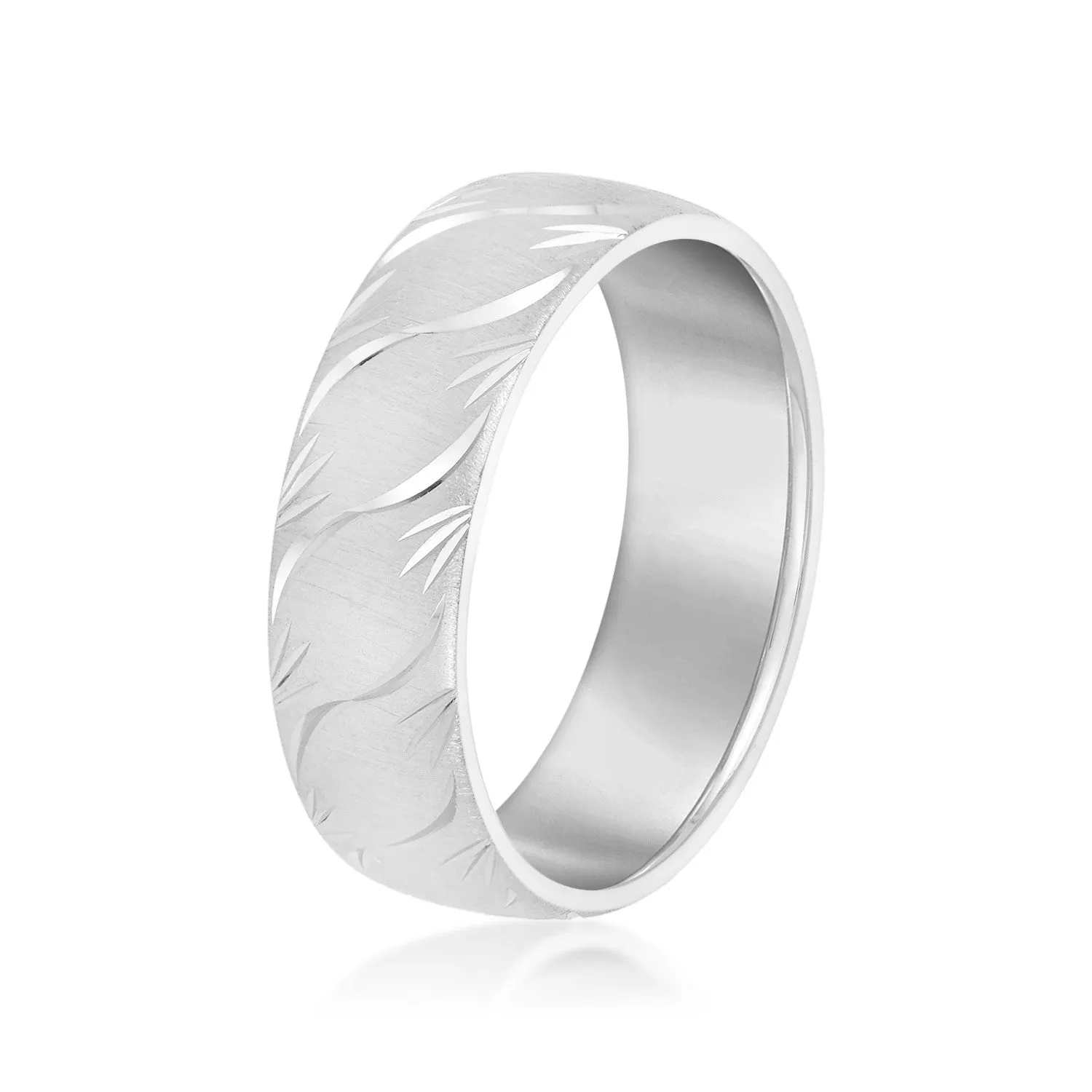 Men's Slightly Wave Engraved Band