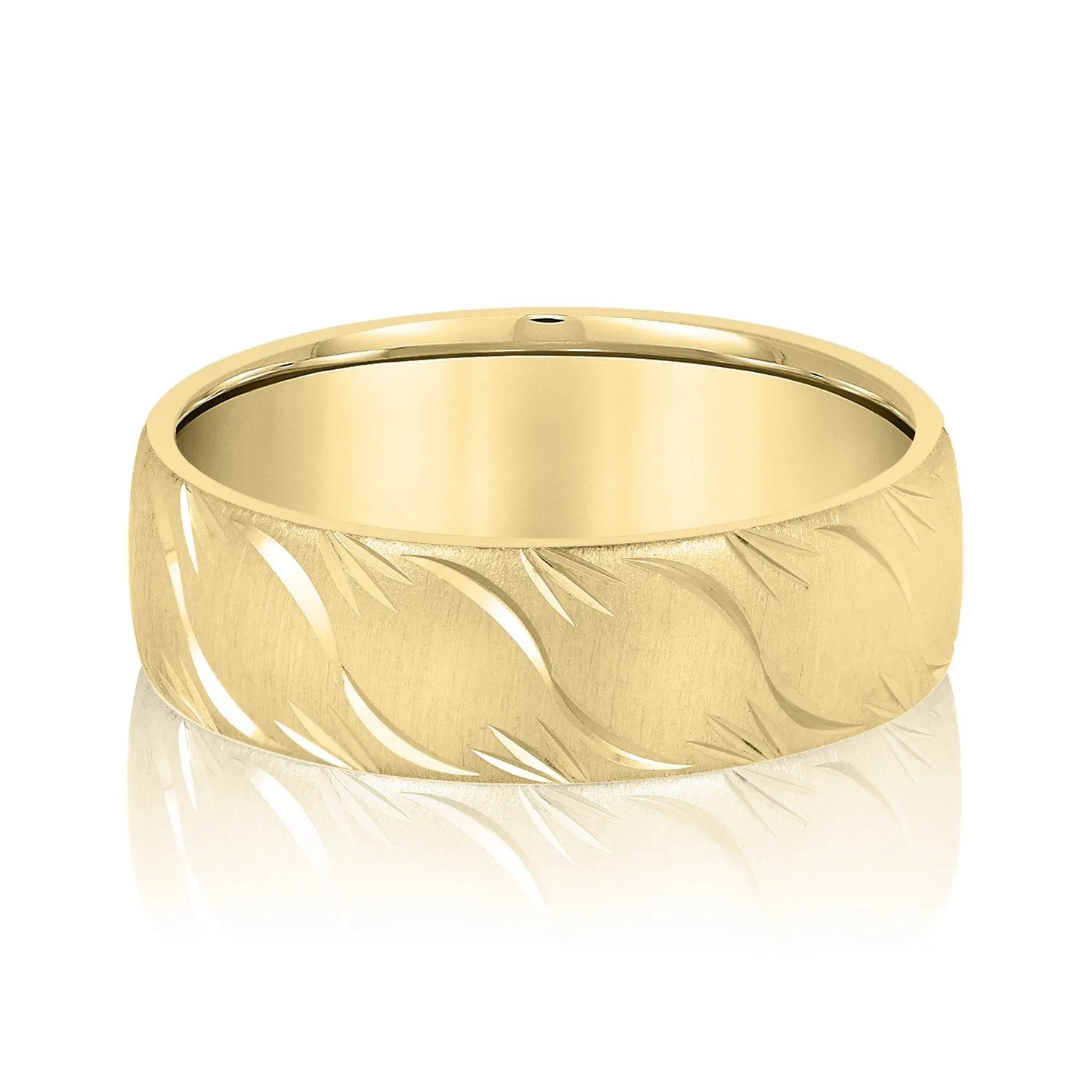 Men's Slightly Wave Engraved Band