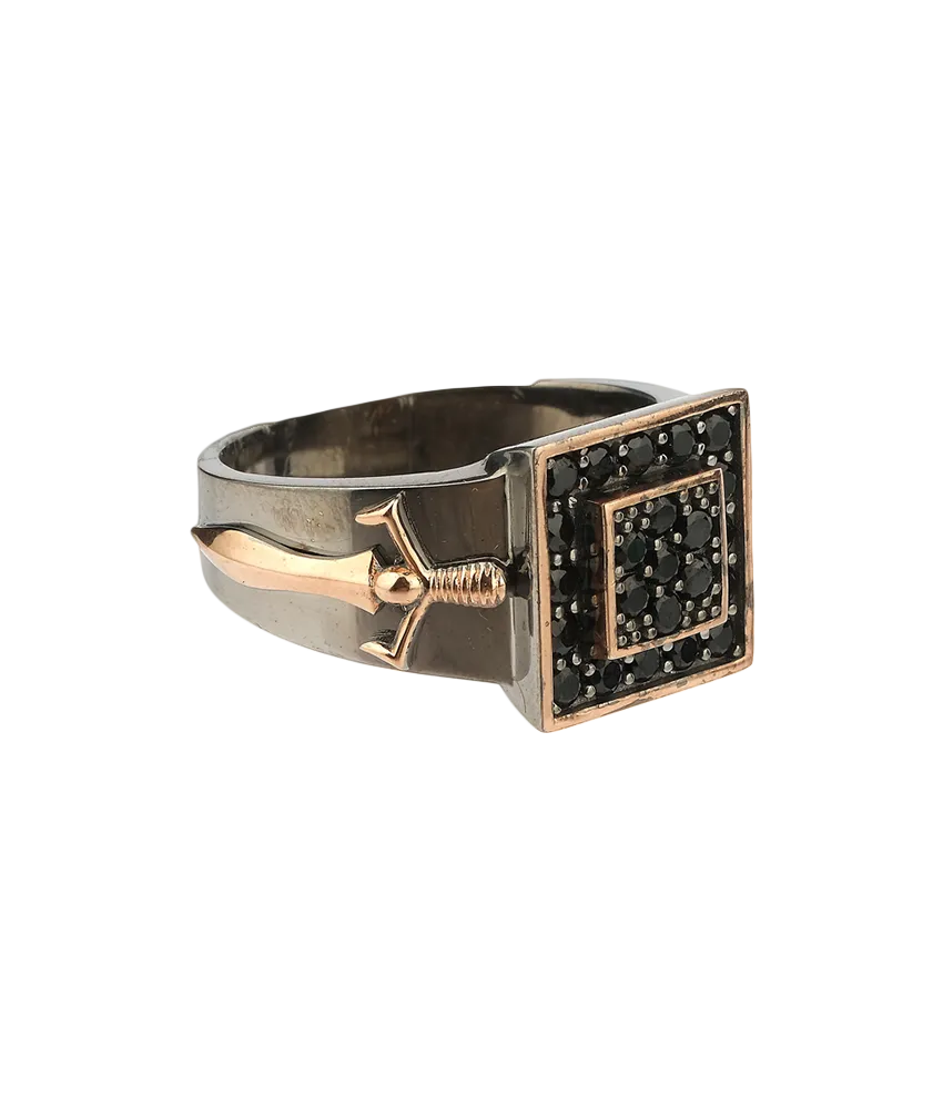 Men's Sterling Silver Ring with Sword Details