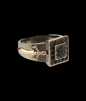 Men's Sterling Silver Ring with Sword Details