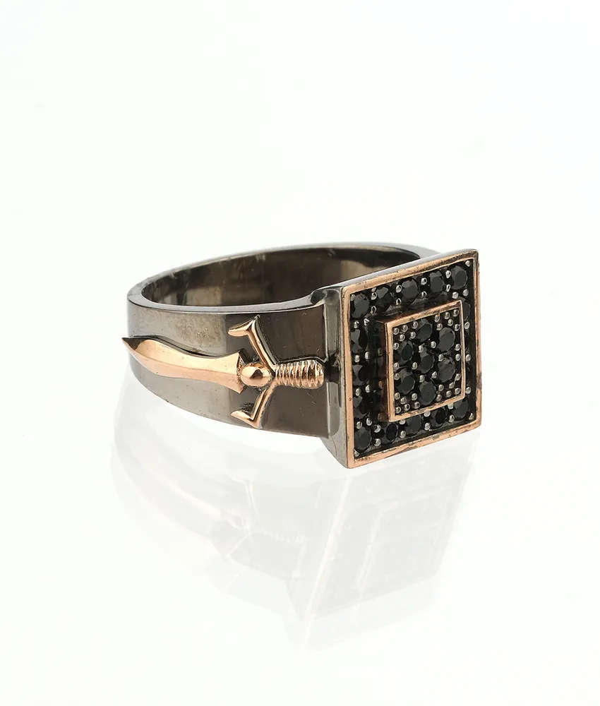 Men's Sterling Silver Ring with Sword Details