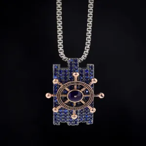Men's Sterling Silver Ship Rudder Necklace