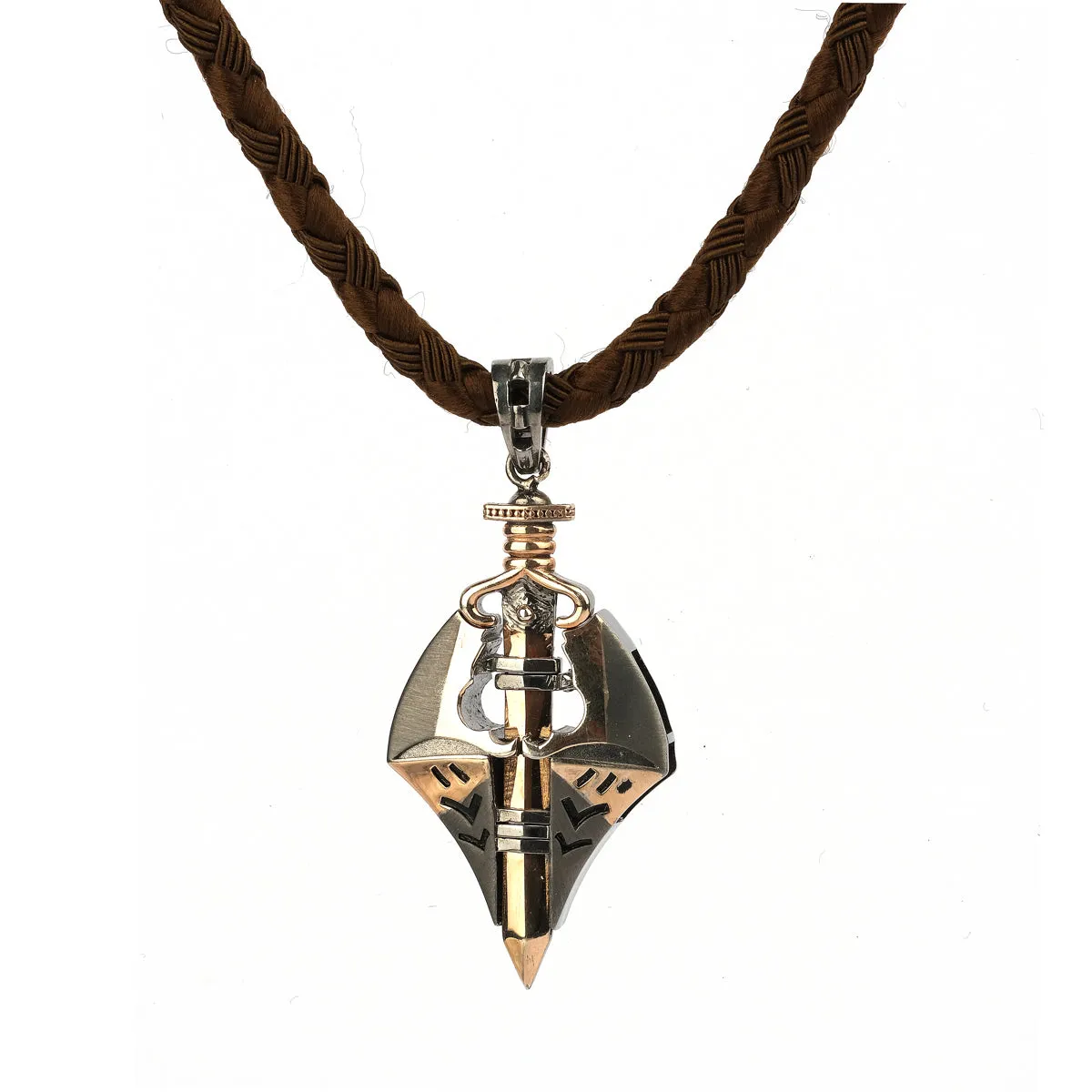 Men's Sterling Silver Sword and Shield Necklace