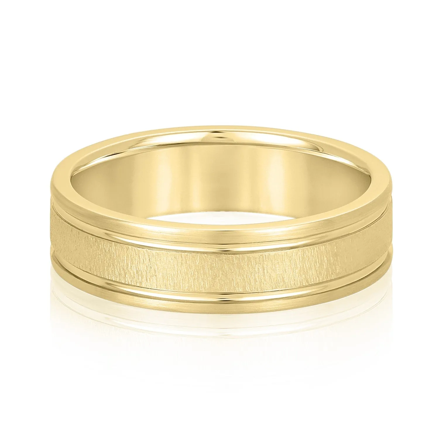 Men's Textured Inlay and Double Groove Style Band