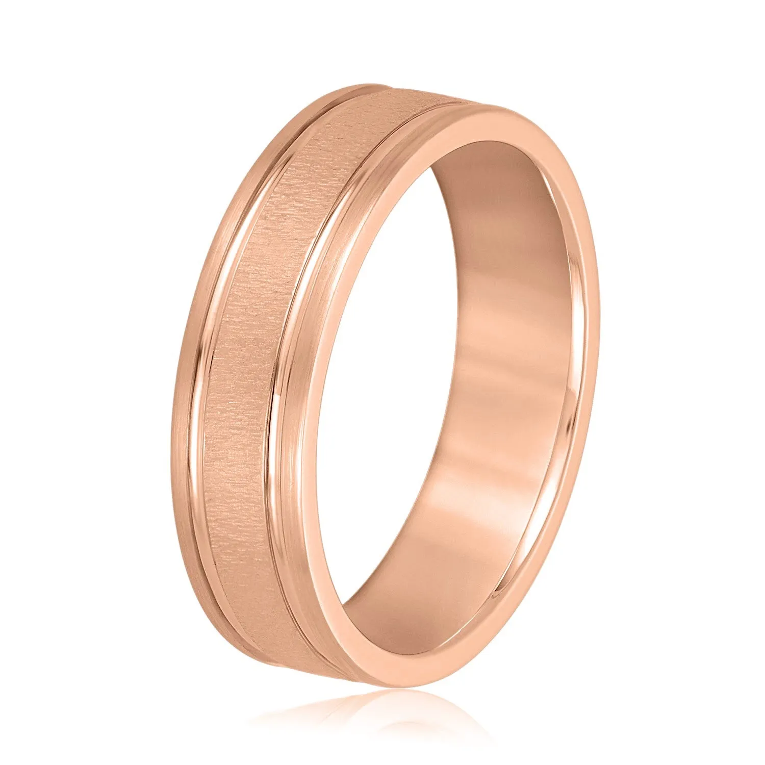 Men's Textured Inlay and Double Groove Style Band