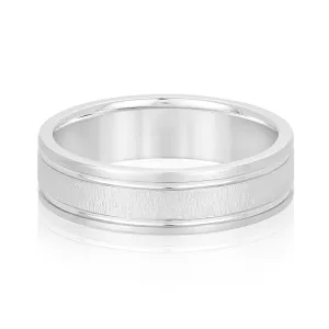 Men's Textured Inlay and Double Groove Style Band