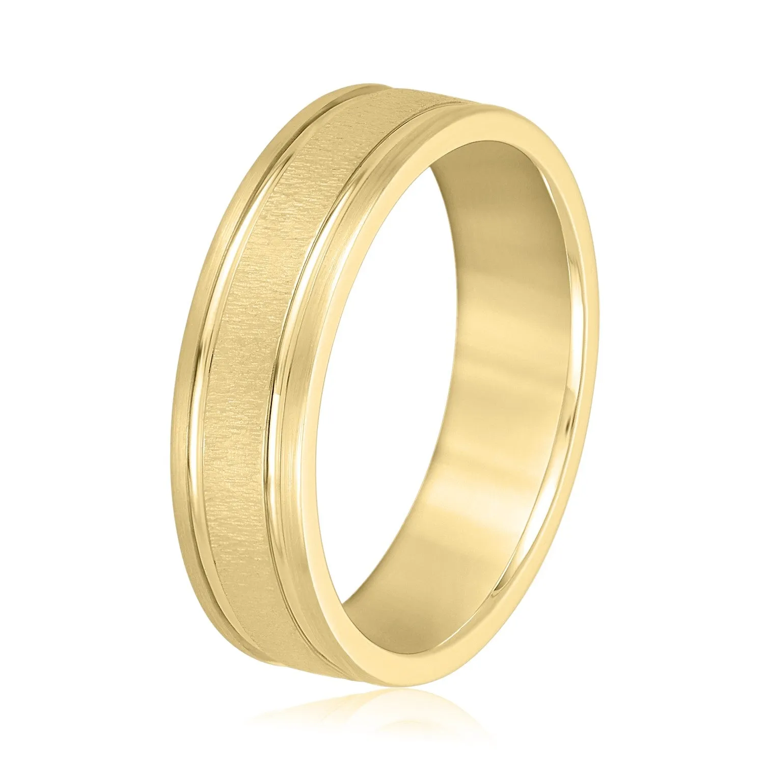 Men's Textured Inlay and Double Groove Style Band