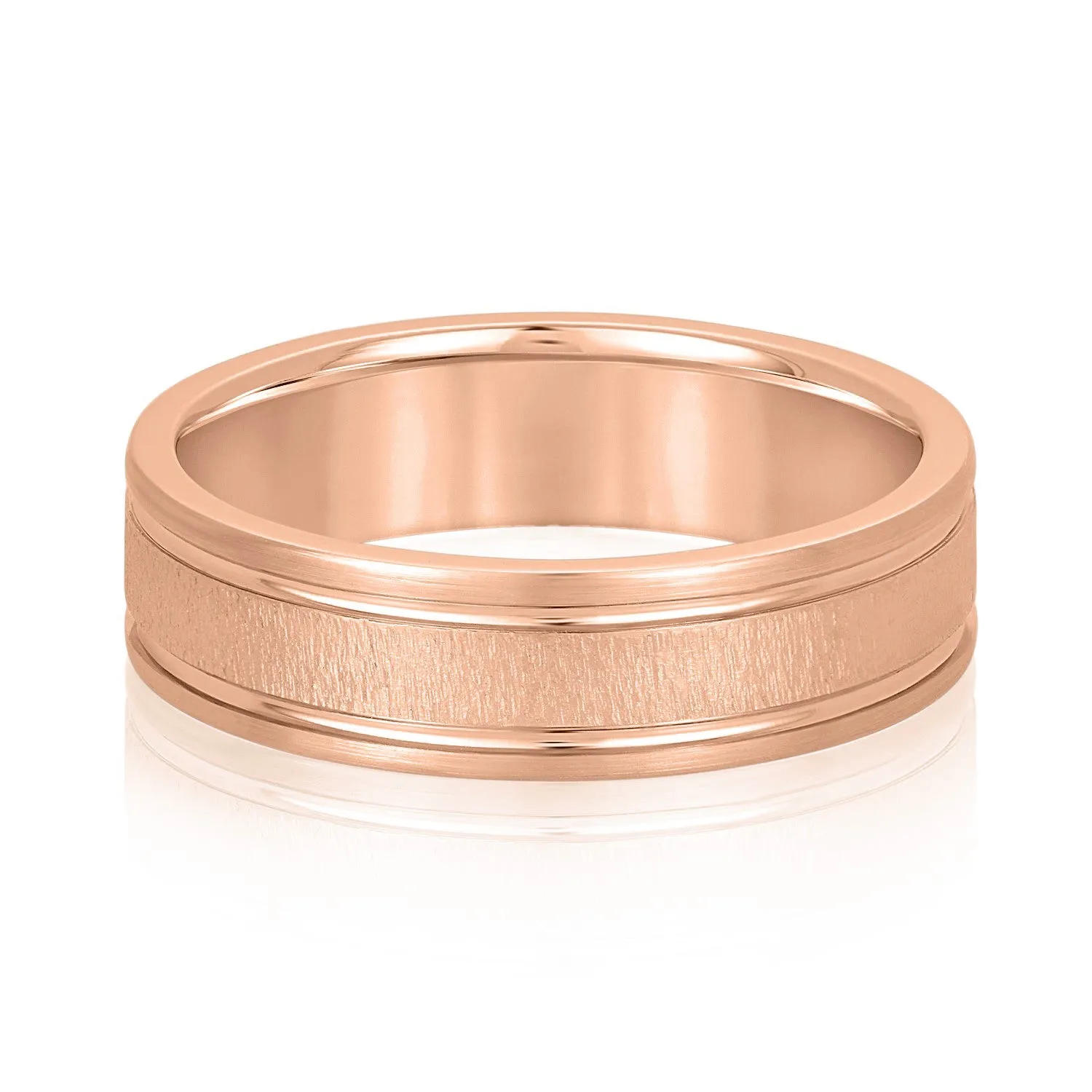Men's Textured Inlay and Double Groove Style Band