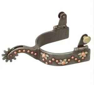 Men’s Weaver Spur with German Silver Floral Trim & Copper Accent