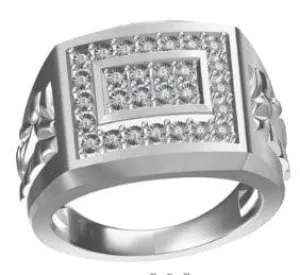 Miracle Surround Tablet Men's Ring with Diamonds in Sterling Silver