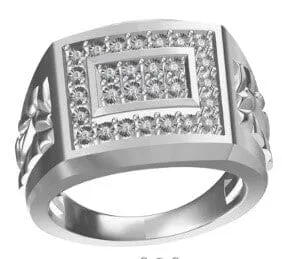 Miracle Surround Tablet Men's Ring with Diamonds in Sterling Silver