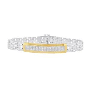 Mirage 3 Row ID Look Men's Bracelet with 1.00ct of Diamonds in Sterling Silver and 9ct Yellow Gold