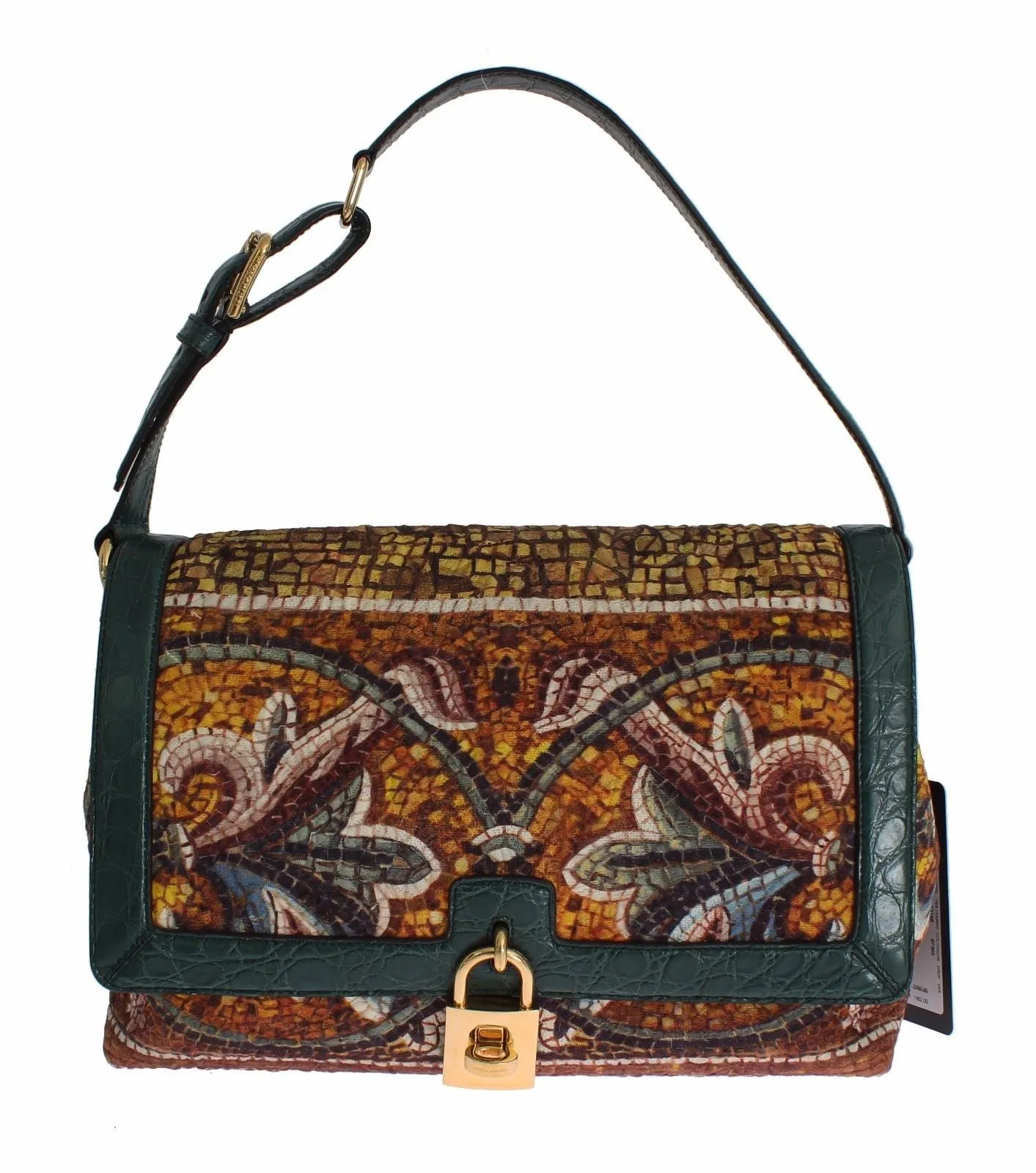 MISS BONITA Mosaic Brocade Crocodile Designer Handbag for Women Purse