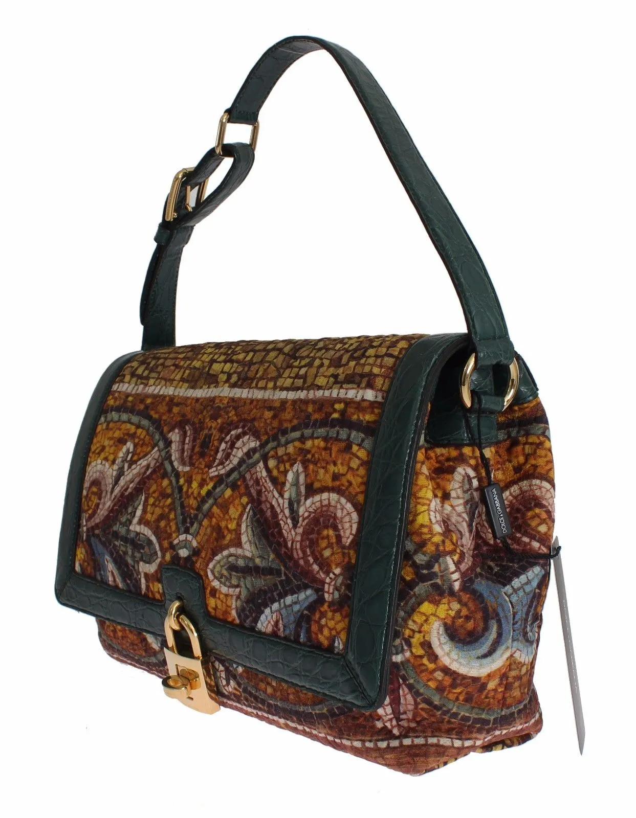 MISS BONITA Mosaic Brocade Crocodile Designer Handbag for Women Purse
