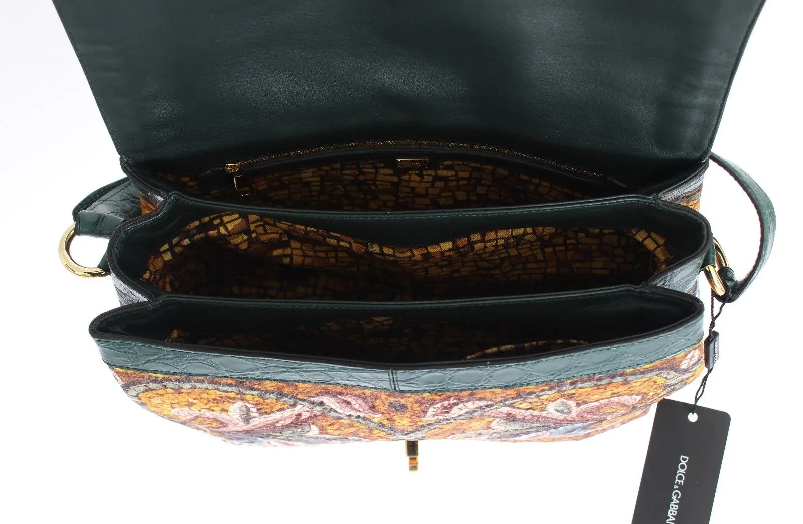 MISS BONITA Mosaic Brocade Crocodile Designer Handbag for Women Purse