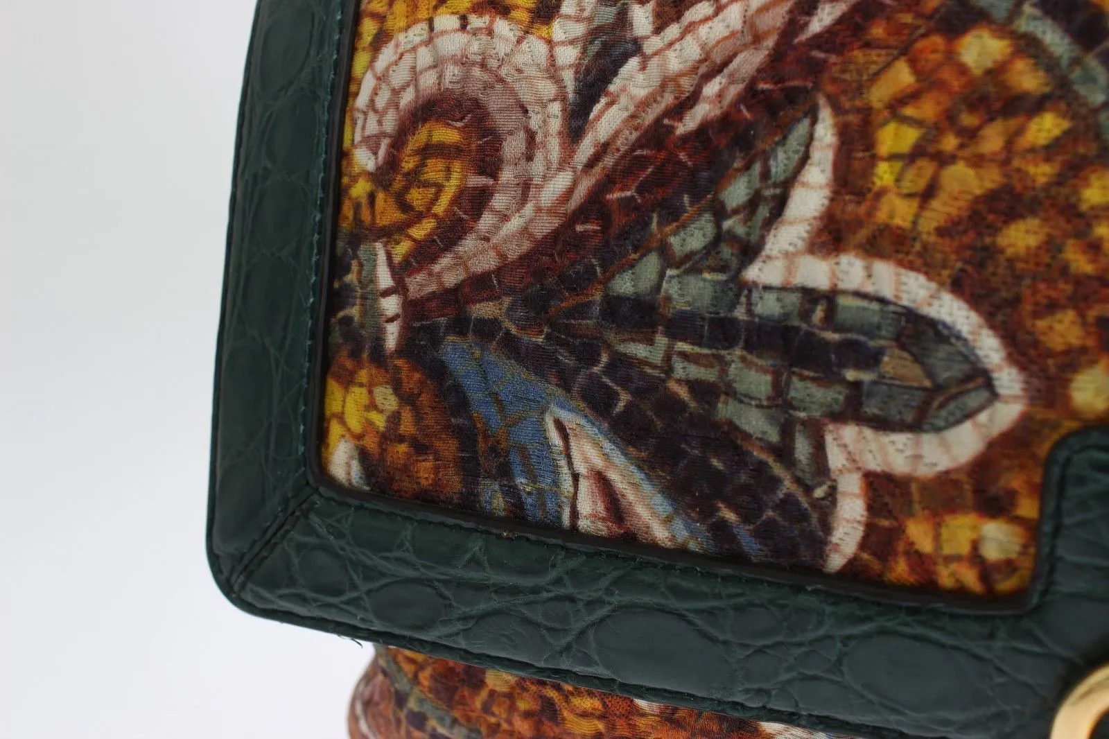 MISS BONITA Mosaic Brocade Crocodile Designer Handbag for Women Purse