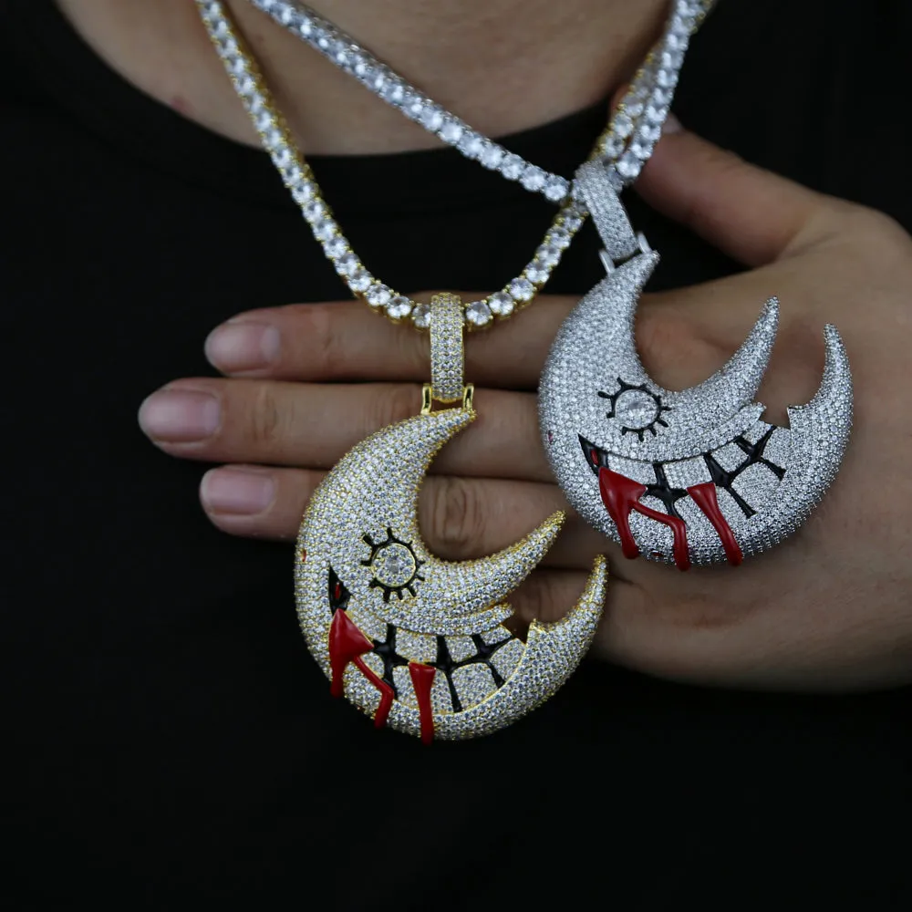 Moon Shaped Mouth Face Halloween Necklace