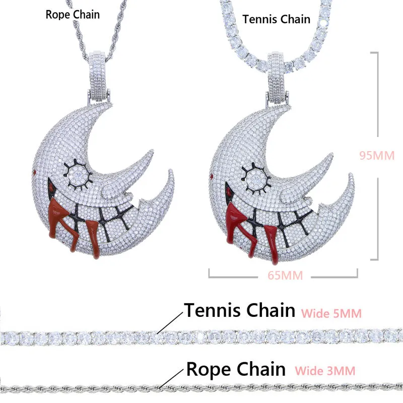 Moon Shaped Mouth Face Halloween Necklace
