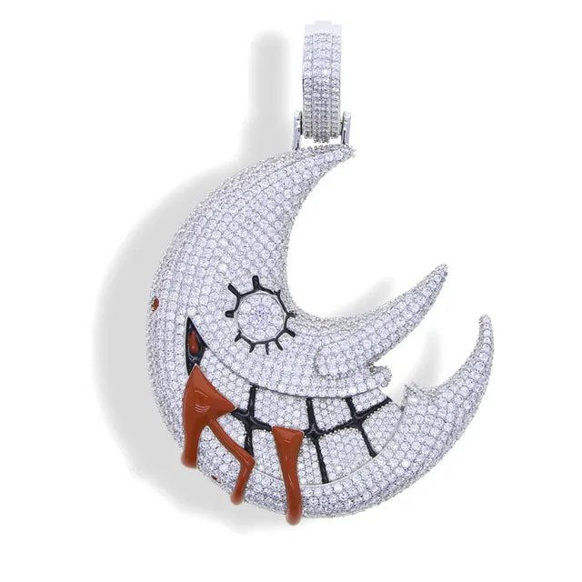 Moon Shaped Mouth Face Halloween Necklace
