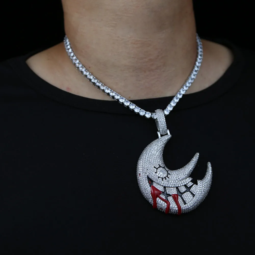 Moon Shaped Mouth Face Halloween Necklace
