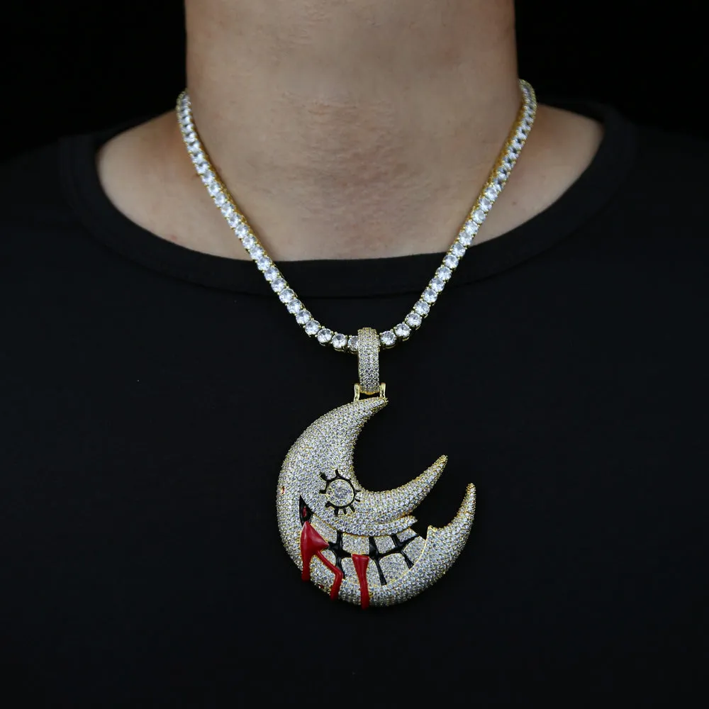 Moon Shaped Mouth Face Halloween Necklace