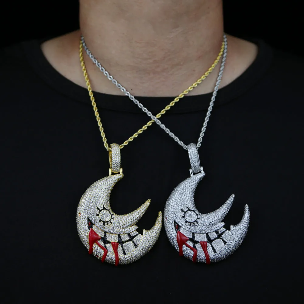 Moon Shaped Mouth Face Halloween Necklace