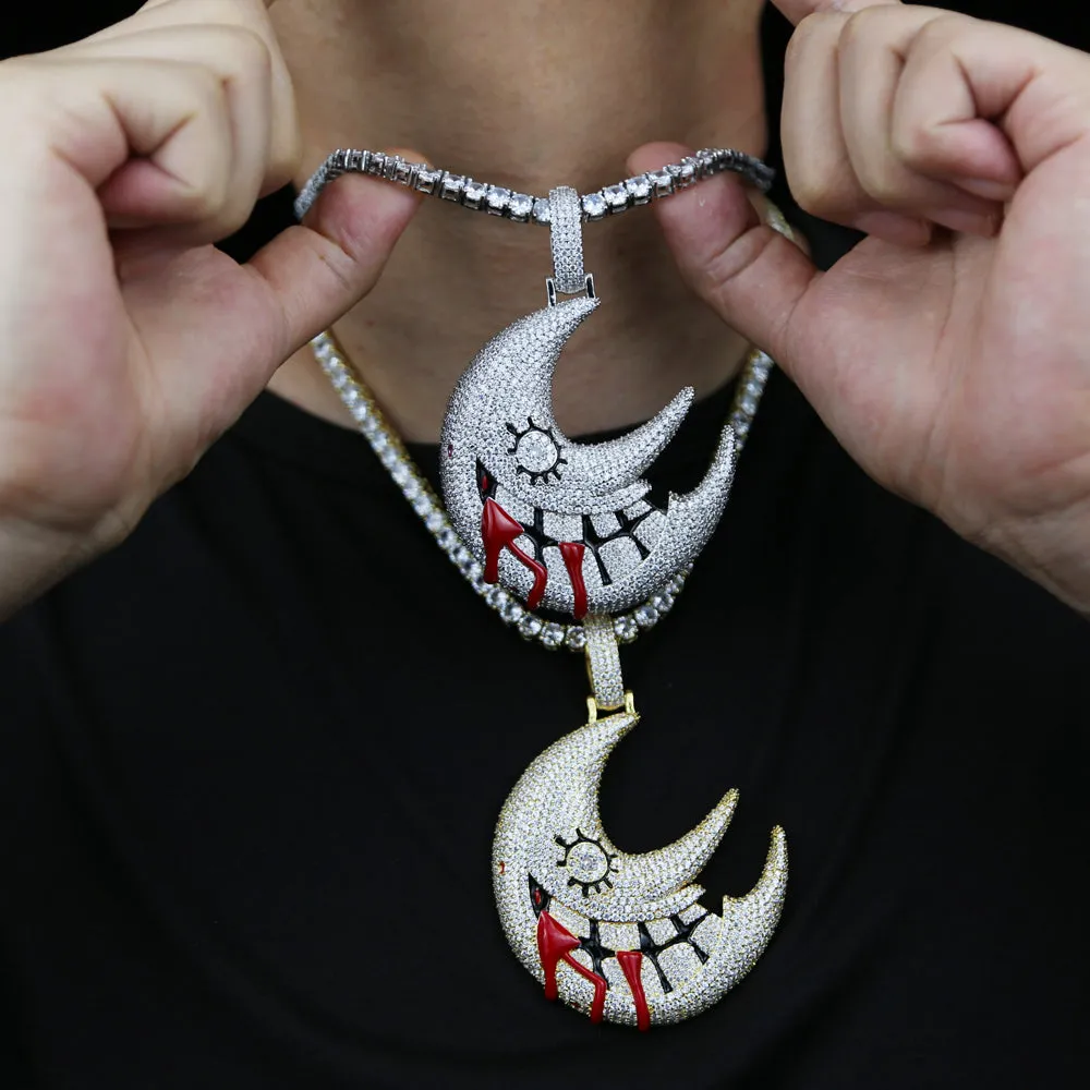 Moon Shaped Mouth Face Halloween Necklace