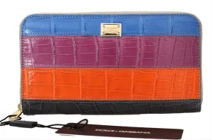 Multicolor Alligator Crocodile Leather Continental Wallet
