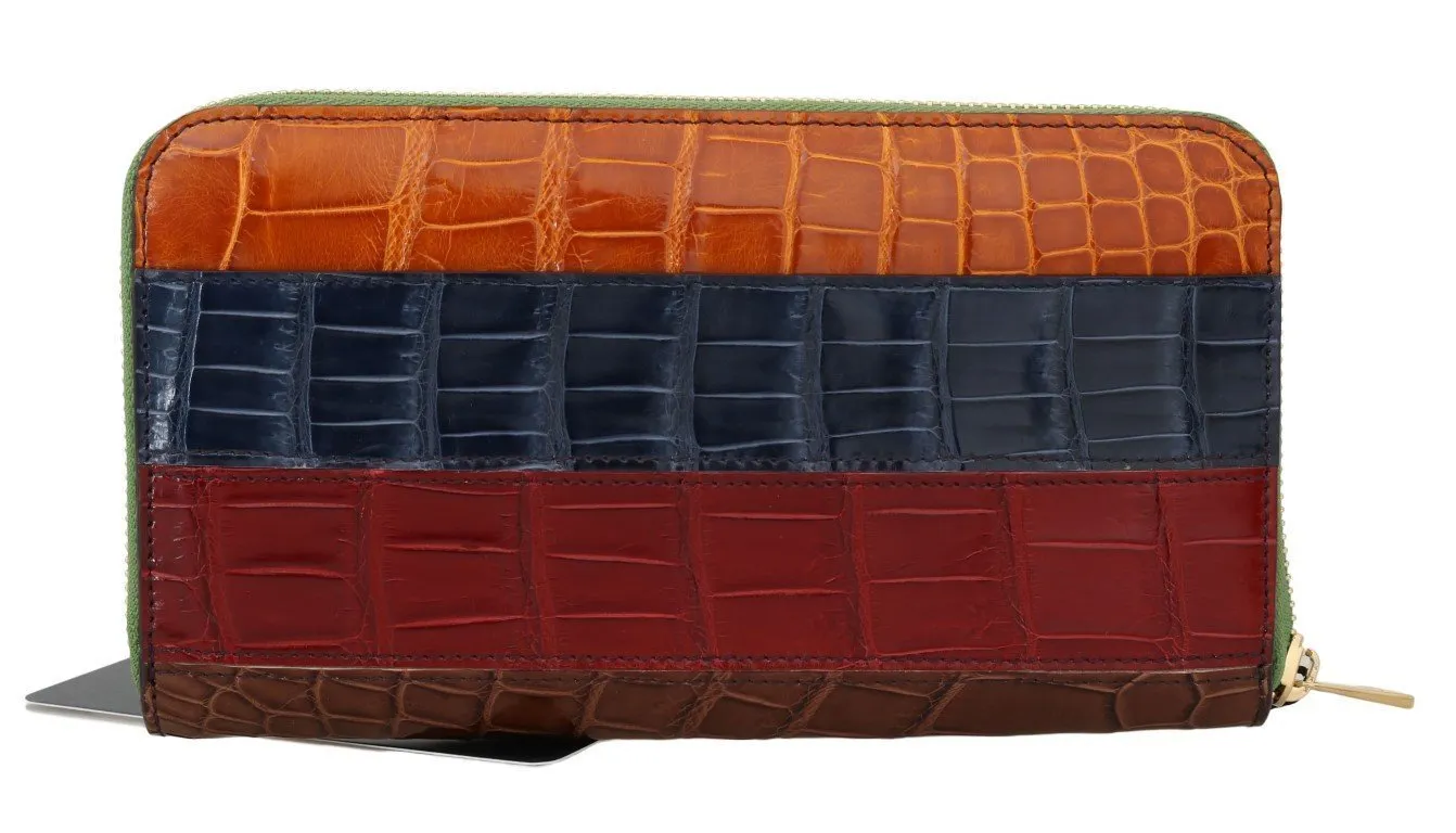 Multicolor Alligator Crocodile Leather Continental Wallet